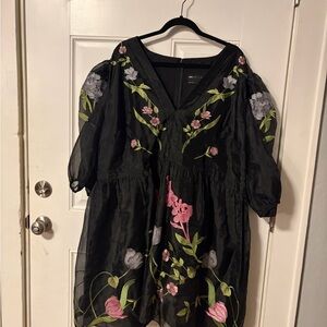 ASOS Curve Black Floral Mini Dress